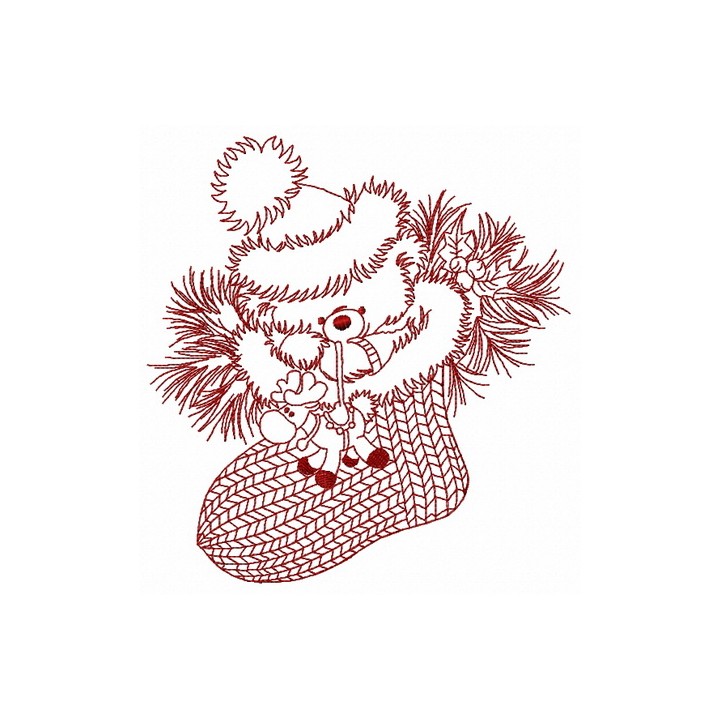 Christmas teddy with toy deer 2 embroidery design - Embroidery Design