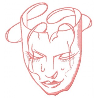 Crying woman mask embroidery design - Embroidery Design