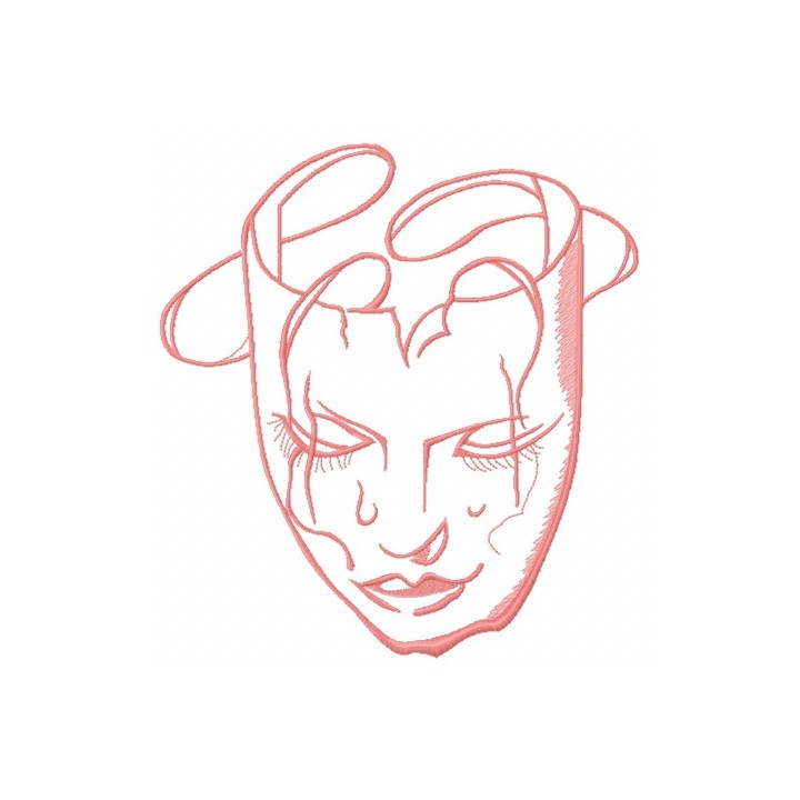 Crying woman mask embroidery design - Embroidery Design