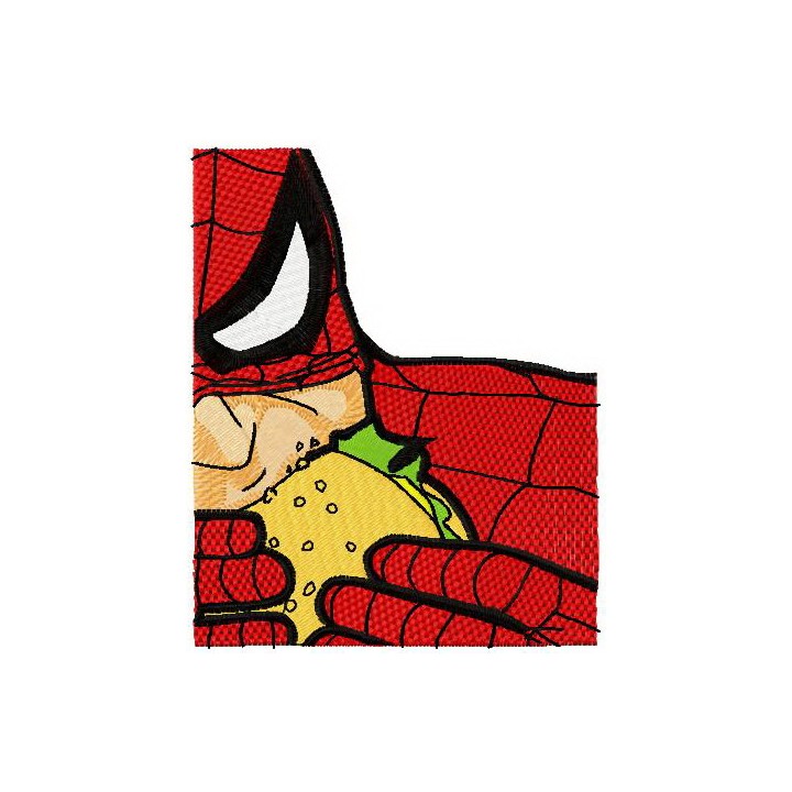 Spiderman eats burger embroidery design - Embroidery Design
