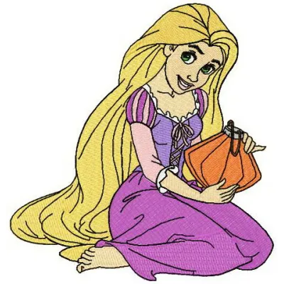 Rapunzel 2 embroidery design featuring Tangled's Rapunzel and Flynn Rider, ideal for creative stitching projects.