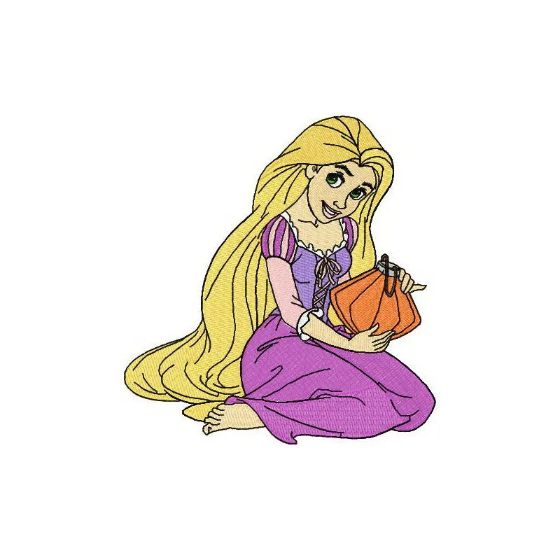 Rapunzel 2 embroidery design featuring Tangled's Rapunzel and Flynn Rider, ideal for creative stitching projects.