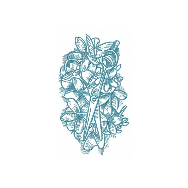 Spring composition with scissors embroidery design - Embroidery Design