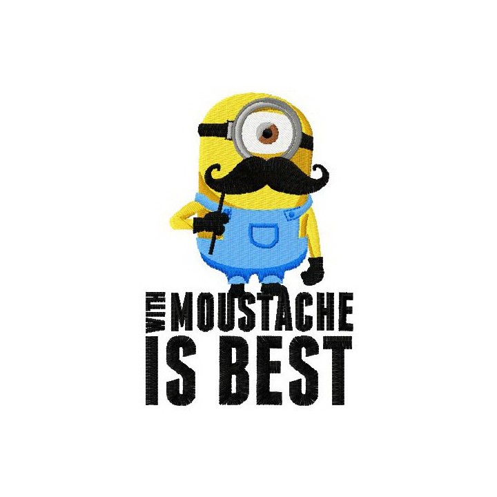 Minion with moustache is best embroidery design - Embroidery Design