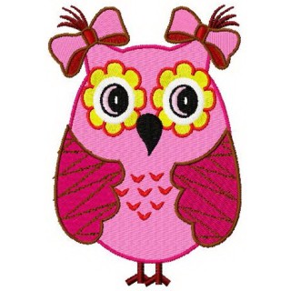Pink owl embroidery design - Embroidery Design
