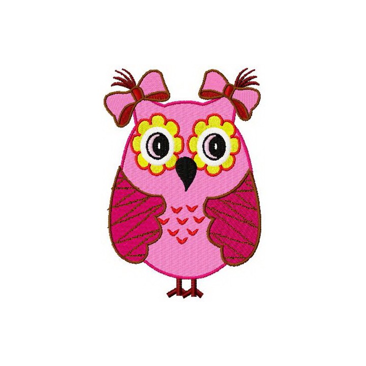 Pink owl embroidery design - Embroidery Design