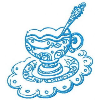 Elegant cup of tea 3 embroidery design - Embroidery Design