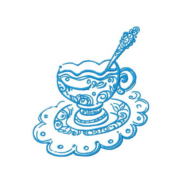 Elegant cup of tea 3 embroidery design - Embroidery Design