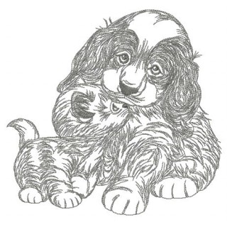 Fluffy pair embroidery design - Embroidery Design