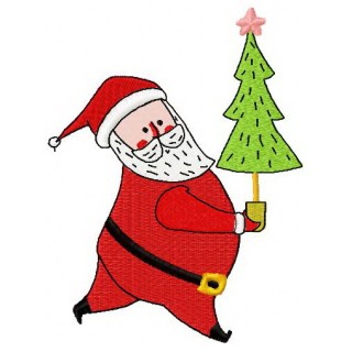 Santa with fir-tree 3 embroidery design - Embroidery Design