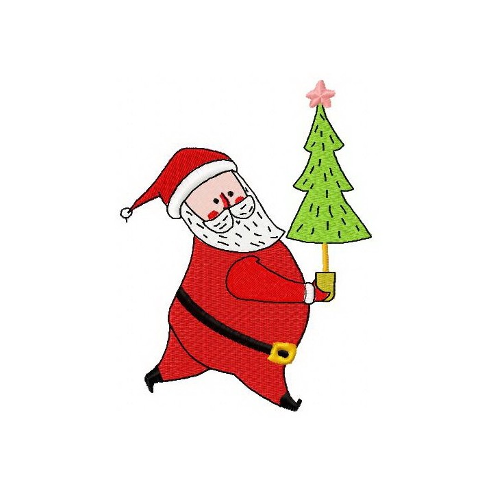 Santa with fir-tree 3 embroidery design - Embroidery Design