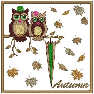 Autumn owls 2 embroidery design - Embroidery Design