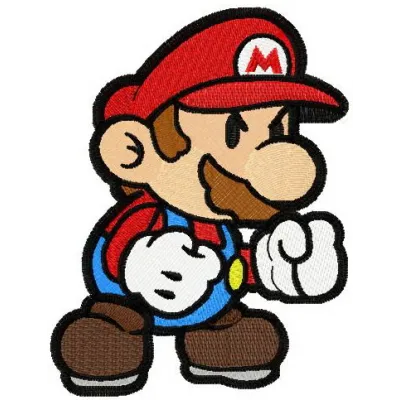 Preview of Super Mario angry embroidery design featuring a vibrant stitched motif of the iconic character's expression.