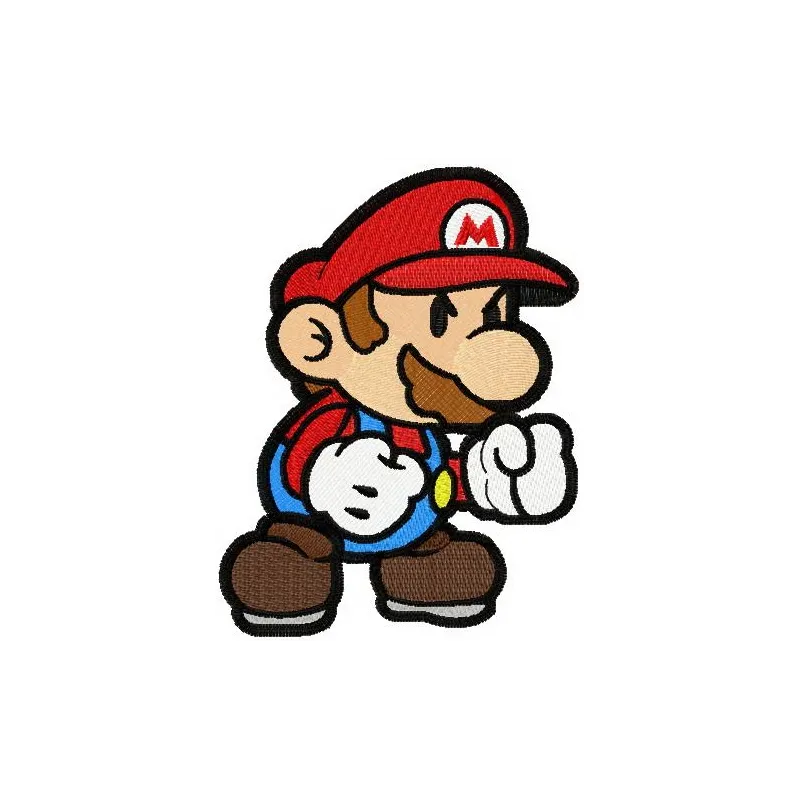 Preview of Super Mario angry embroidery design featuring a vibrant stitched motif of the iconic character's expression.