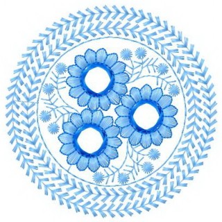 Blue round flower embroidery design - Embroidery Design
