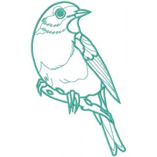 European robin blue contour embroidery design - Embroidery Design