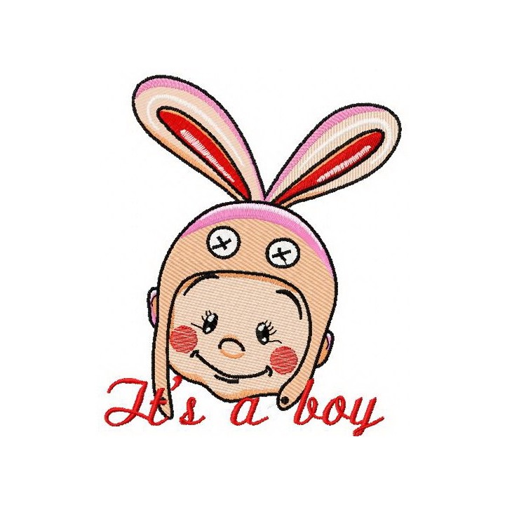 Baby in bunny hat 3 embroidery design - Embroidery Design