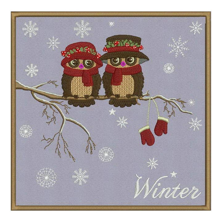 Christmas owls 2 embroidery design - Embroidery Design