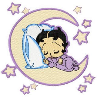 Betty sleeping on the Moon embroidery design - Embroidery Design