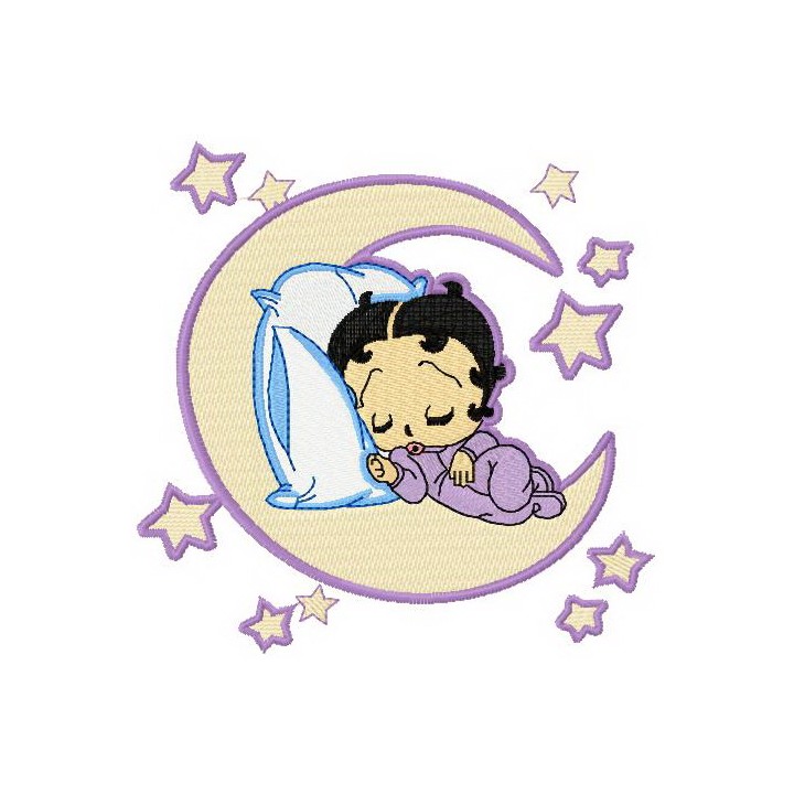 Betty sleeping on the Moon embroidery design - Embroidery Design