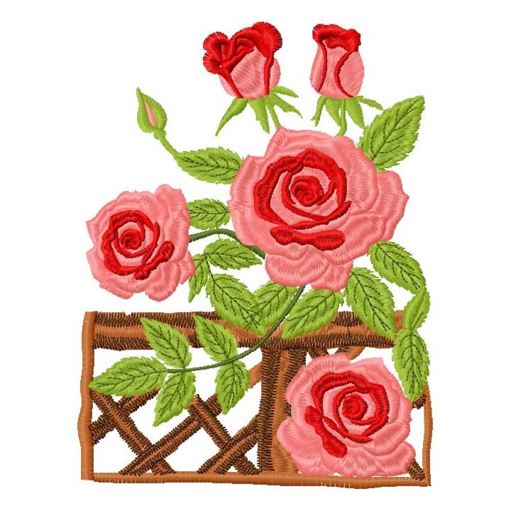 Roses in garden embroidery design - Embroidery Design