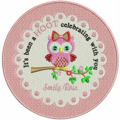 Preview of a cute owl doily embroidery design featuring a whimsical owl motif, perfect for home décor projects.