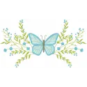 Butterfly with spring branch embroidery design showcasing intricate stitching patterns for creative projects.