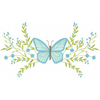 Butterfly with spring branch embroidery design - Embroidery Design