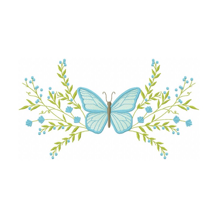 Butterfly with spring branch embroidery design - Embroidery Design