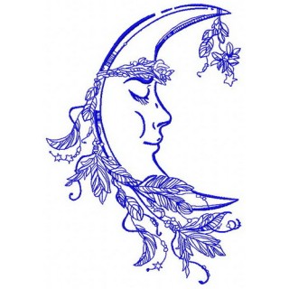 Sleeping moon embroidery design - Embroidery Design