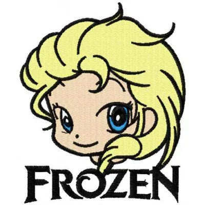 Elsa Chibi from Frozen 2 embroidery design featuring a playful character in vibrant colors for creative stitching.