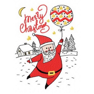 Santa with balloon 2 embroidery design - Embroidery Design