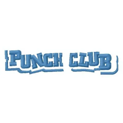 Punch Club logo 3 embroidery design preview, showcasing intricate stitching patterns for gaming enthusiasts.