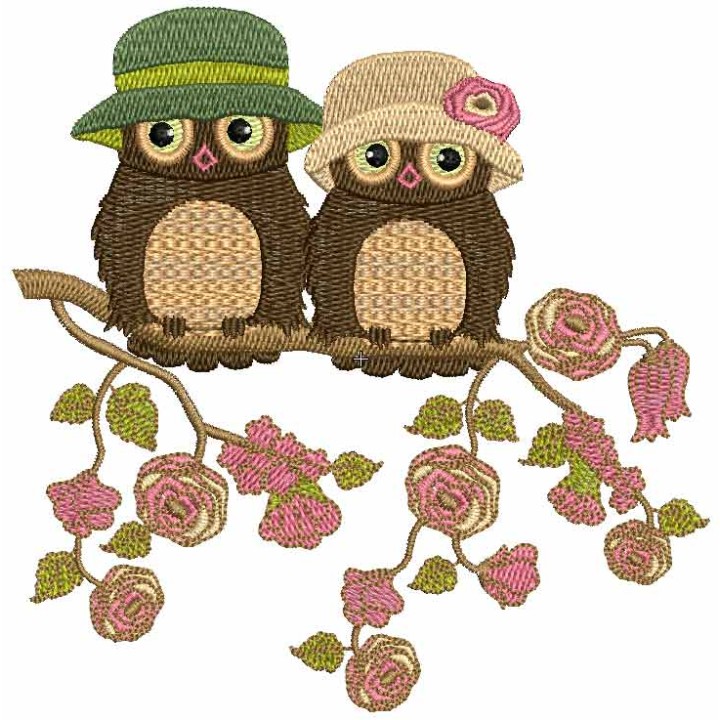 Spring owls embroidery design - Embroidery Design