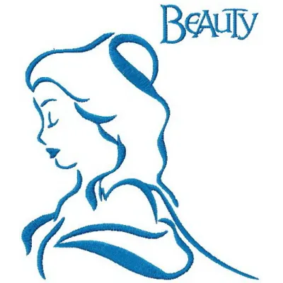 Beauty sketch embroidery design featuring elegant motifs inspired by Beauty and the Beast for creative projects.