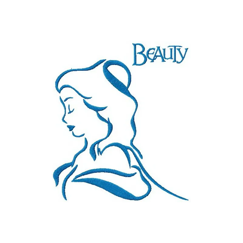 Beauty sketch embroidery design featuring elegant motifs inspired by Beauty and the Beast for creative projects.