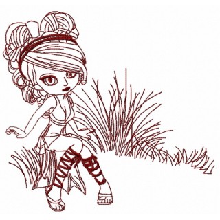 Girl in forest 4 embroidery design - Embroidery Design