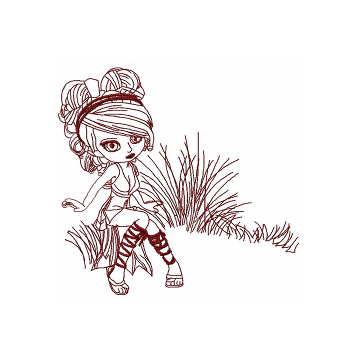 Girl in forest 4 embroidery design - Embroidery Design