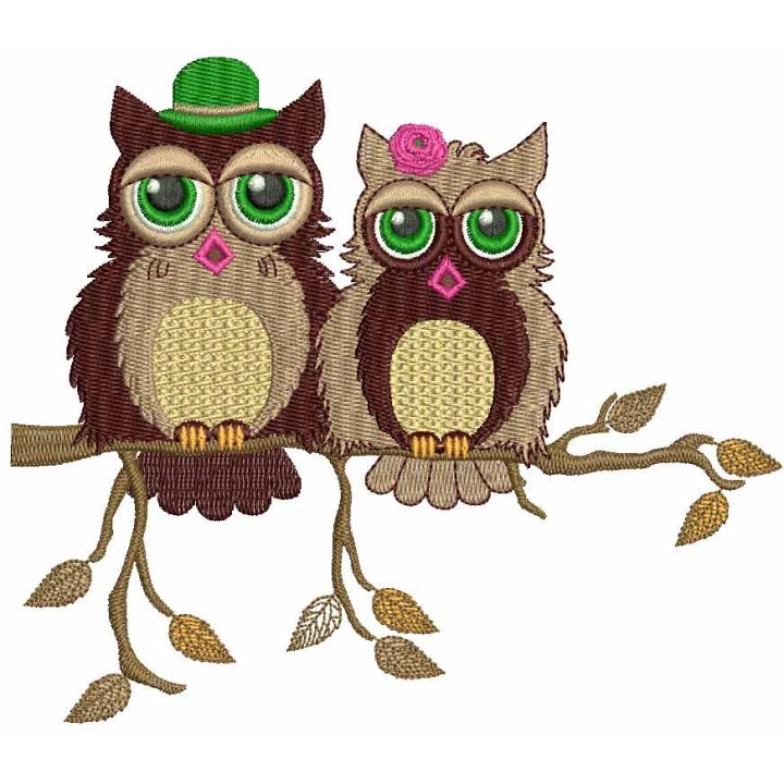 Autumn owls embroidery design - Embroidery Design