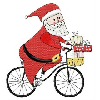 Santa cycling 3 embroidery design - Embroidery Design