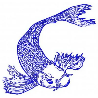 Koi 3 embroidery design showcasing a vibrant koi fish, perfect for adding charm to sea life themed projects.