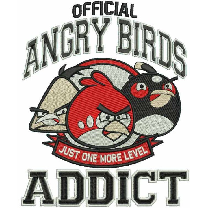 Angry Birds addict embroidery design - Embroidery Design