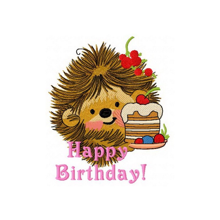 Hedgehog's birthday 5 embroidery design - Embroidery Design