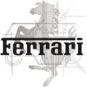 Ferrari modern logo embroidery design