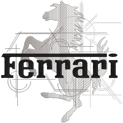 Ferrari modern logo embroidery design
