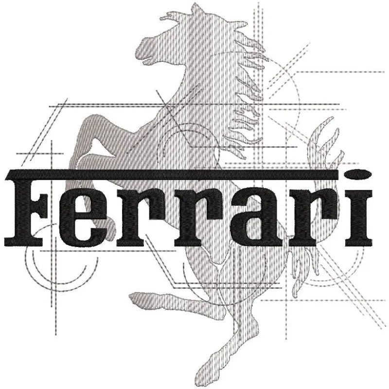 Ferrari modern logo embroidery design