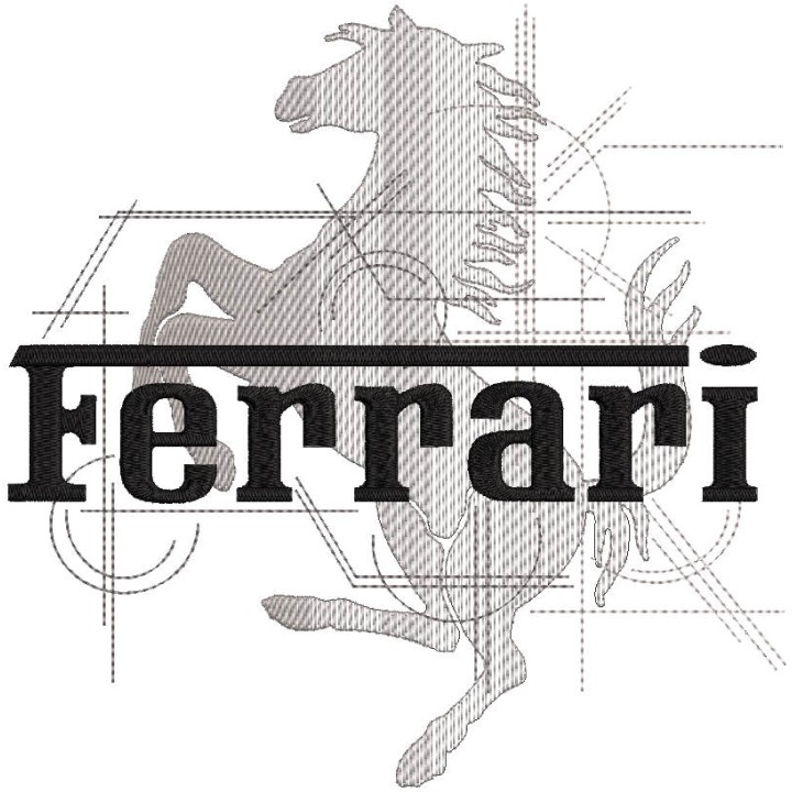 Ferrari modern logo embroidery design