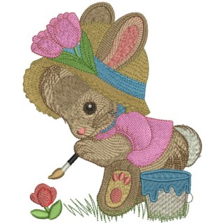 Bunny painting 3 embroidery design - Embroidery Design