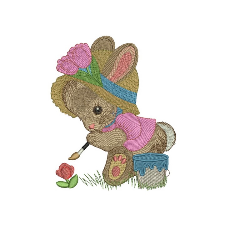Bunny painting 3 embroidery design - Embroidery Design