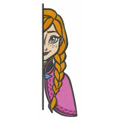 Anna hiding embroidery design from Frozen, showcasing a whimsical stitching pattern for creative projects.